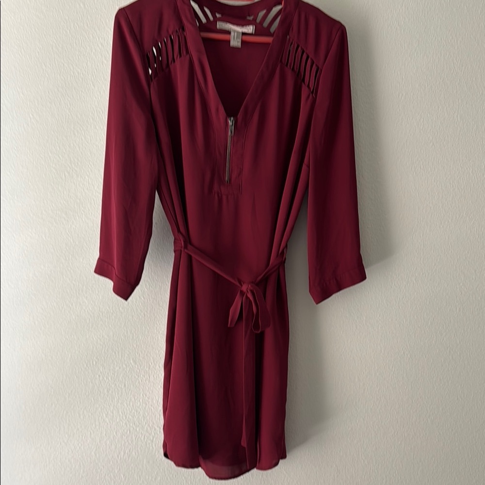 Burgundy 3/4 sleeve dress